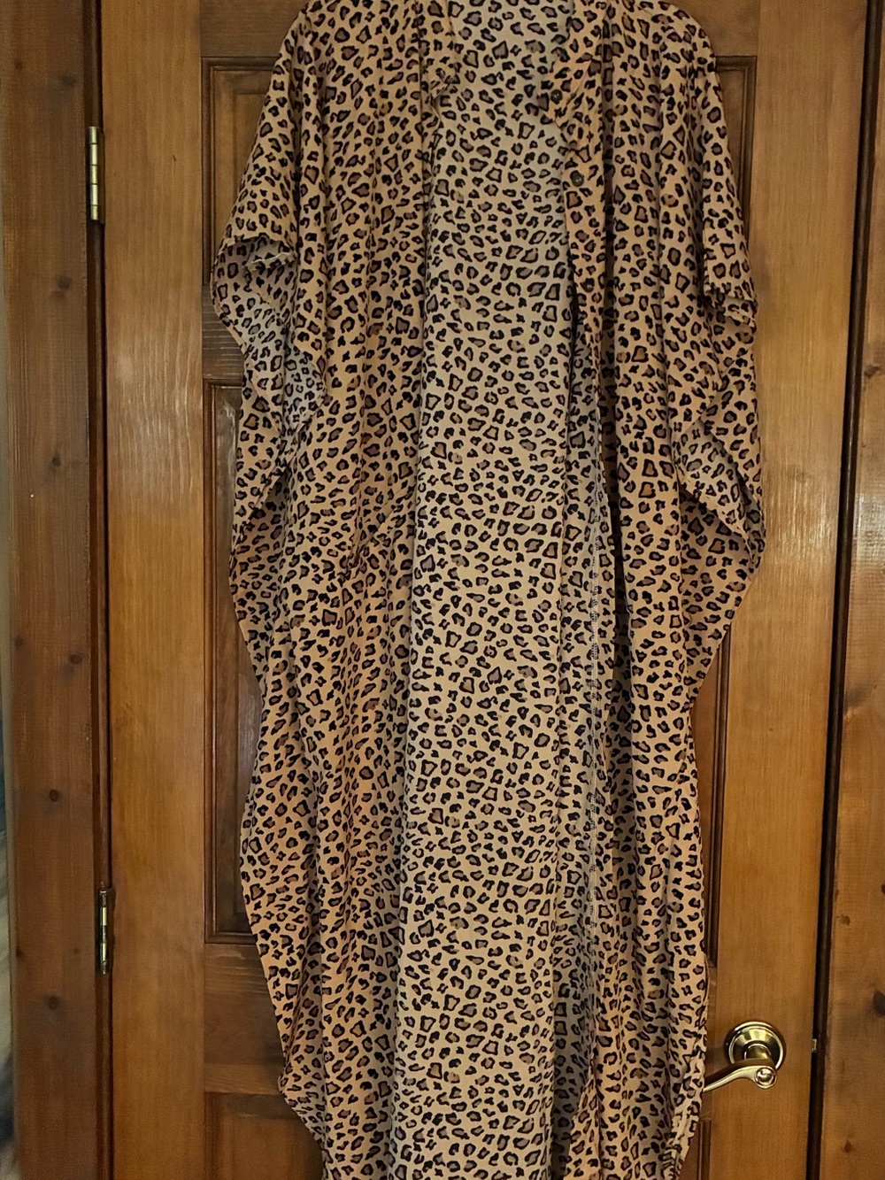 Leopard Print Open-Front Kimono Jacket - Tan & Black